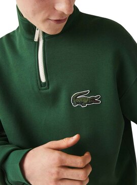 Sweatshirt Lacoste Kragen Reissverschluss Grün Herren