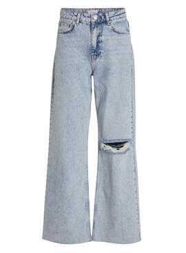 Hose Jeans Vila Fiona Blau Claro für Damen