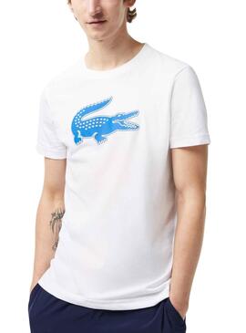 T-Shirt Lacoste Big Croco Weiss und Blau 