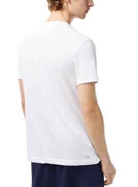 T-Shirt Lacoste Big Croco Weiss und Blau 