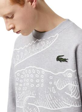 Sweatshirt Lacoste Crocodile Grau für Herren