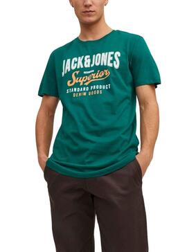 T-Shirt Jack & Jones Logo-T-Shirt Grün Herren