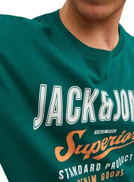 T-Shirt Jack & Jones Logo-T-Shirt Grün Herren