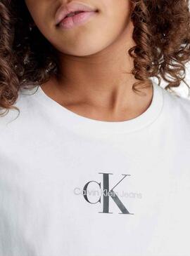 T-Shirt Calvin Klein Micro Monogram Weiss Mädchen