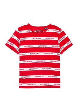 T-Shirt Superdry Cote Stripe Rot Frau