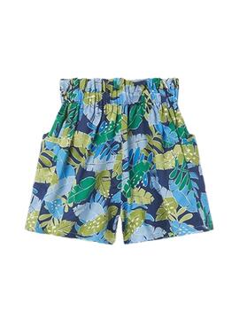 Short Mayoral Printed Blätter Blau für Mädchen