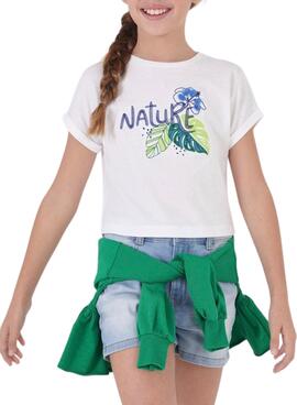 T-Shirt Mayoral Bordado Nature Weiss für Mädchen