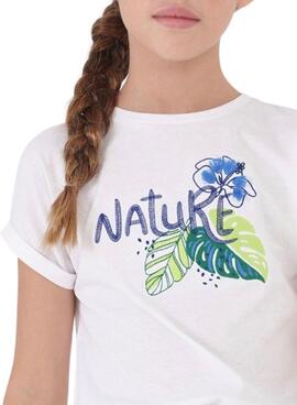 T-Shirt Mayoral Bordado Nature Weiss für Mädchen