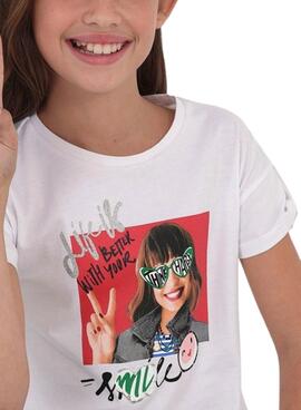 T-Shirt Mayoral Chica Lächeln Weiss für Mädchen