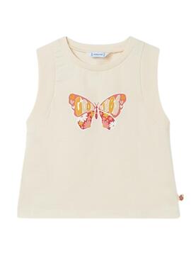 T-Shirt Mayoral Spurstangen Schmetterlinge Beige für Mädchen