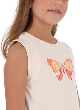 T-Shirt Mayoral Spurstangen Schmetterlinge Beige für Mädchen