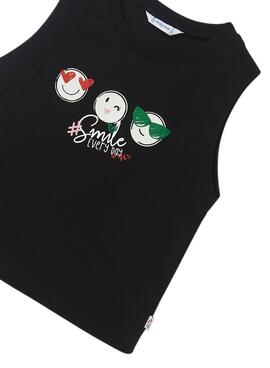 T-Shirt Mayoral Tirantes Lächeln Schwarz für Mädchen