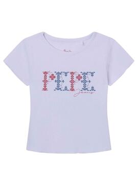 T-Shirt Pepe Jeans Natalie Weiss für Mädchen
