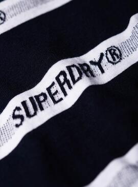 T-Shirt Superdry Cote Stripe Marine Blau