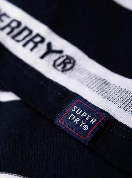 T-Shirt Superdry Cote Stripe Marine Blau