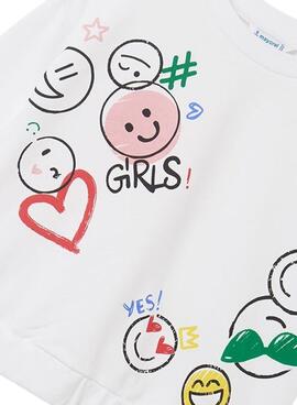 Sweatshirt Mayoral Graphic Weiss für Mädchen