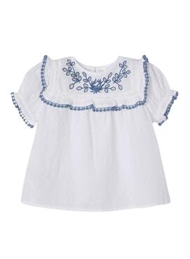 Bluse Mayoral Gestickte Plumeti Weiss für Mädchen