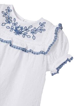 Bluse Mayoral Gestickte Plumeti Weiss für Mädchen