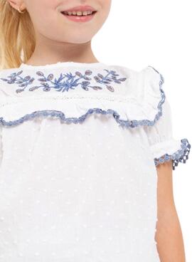 Bluse Mayoral Gestickte Plumeti Weiss für Mädchen