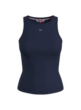 T-Shirt Tommy Jeans Rib Tank Marineblau für Damen
