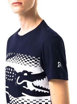T-Shirt Lacoste x Novak Djokovic Marineblau Herren