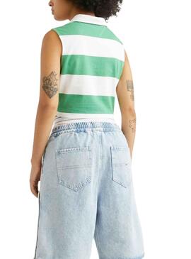 Polo Tommy Jeans Stripe Grün für Damen