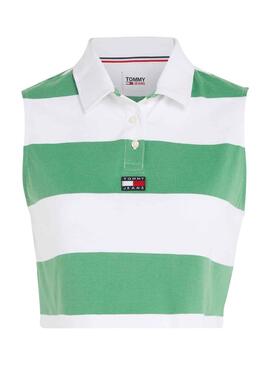 Polo Tommy Jeans Stripe Grün für Damen