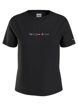 T-Shirt Tommy Jeans Serif Schwarz für Damen