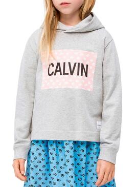 Sweatshirt Calvin Klein Jeans Mini Blume Grau 