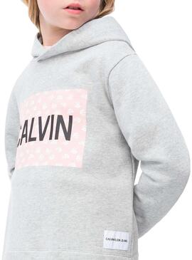 Sweatshirt Calvin Klein Jeans Mini Blume Grau 