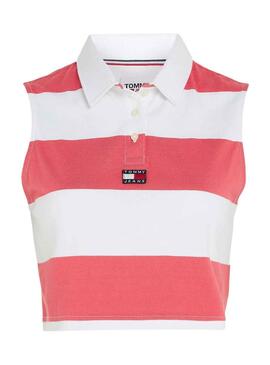 Polo Tommy Jeans Stripe Rosa für Damen