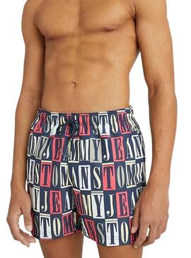 Badehose Tommy Jeans Print Marineblau für Herren