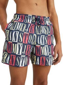 Badehose Tommy Jeans Print Marineblau für Herren