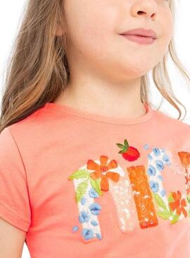 T-Shirt Mayoral Pfirsichstickerei für Mädchen