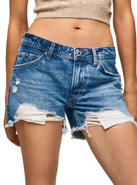 Shorts Pepe Jeans Thrasher Blau für Damen