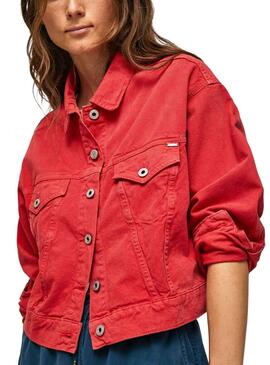 Jacke Denim Pepe Jeans Foxy Rot für Damen