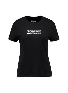 T-Shirt Tommy Jeans Corp Logo Schwarz Damen