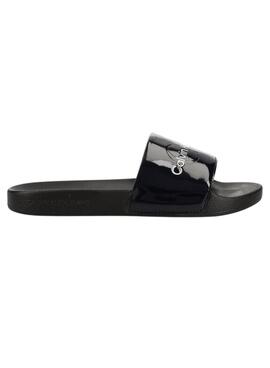 Flip flops Calvin Klein Slide Metallic Schwarz Damen