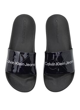Flip flops Calvin Klein Slide Metallic Schwarz Damen