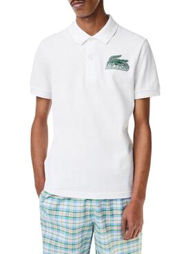 Polo Lacoste Chemise Col Bord-Cotes Weiss Herren