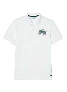 Polo Lacoste Chemise Col Bord-Cotes Weiss Herren
