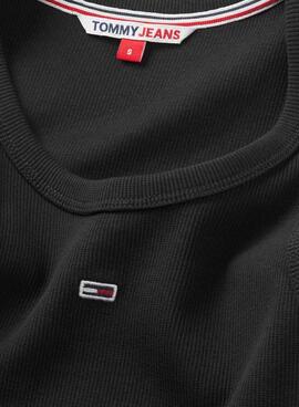 Kleid Tommy Jeans Essential Rib Panzer Schwarz Damen