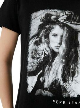 T-Shirt Pepe Jeans Liane Schwarz für Damen
