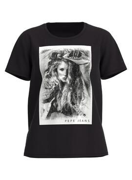 T-Shirt Pepe Jeans Liane Schwarz für Damen