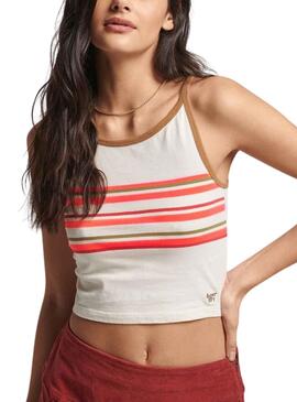 Top Superdry Vintage Stripe Weiss für Damen