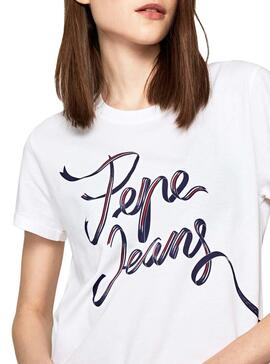 T-Shirt Pepe Jeans Anouck Weiß Damen