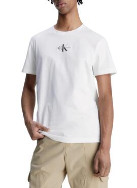 T-Shirt Calvin Klein Monologo Weiss für Herren