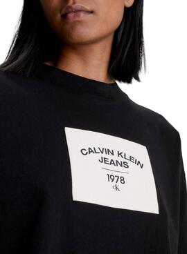 T-Shirt Calvin Klein Patch Schwarz für Damen