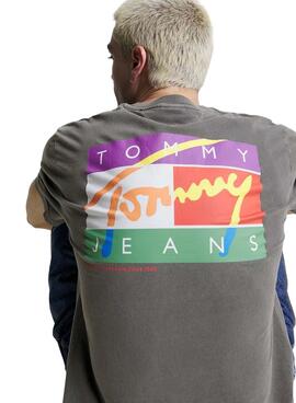 T-Shirt Tommy Jeans Signature Grau für Herren