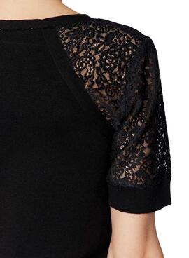 T-Shirt Naf Naf Spitze Schwarz für Damen